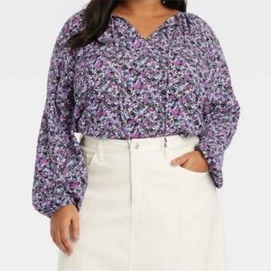 Ava & Viv Purple Floral Blouse